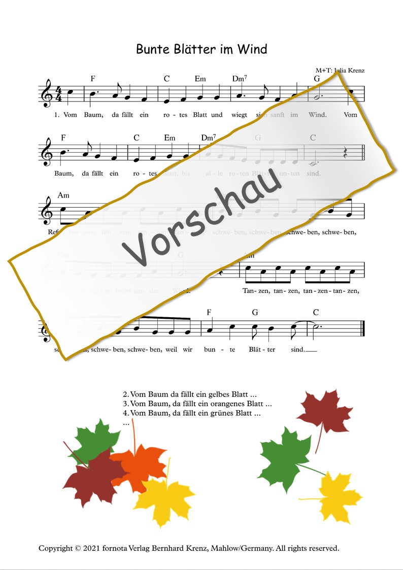 Bunte Bl tter Im Wind Online Shop Fornota Verlag